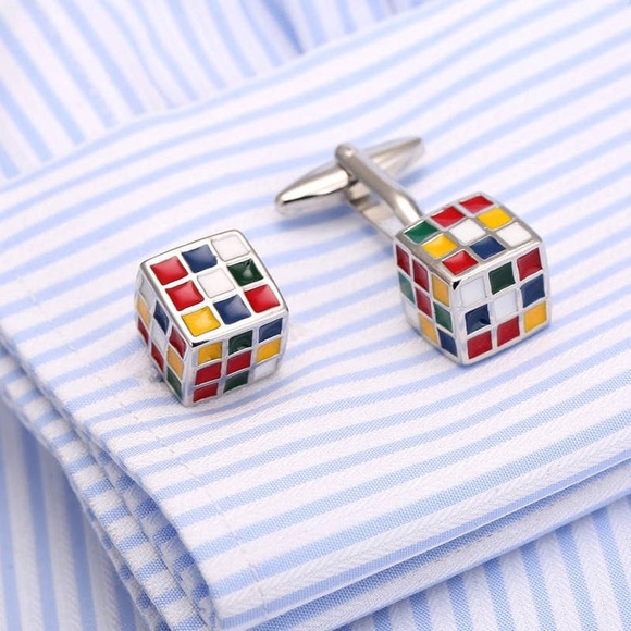 Vintage Colorful Rubix Cube Cufflinks - Picture 2 of 16